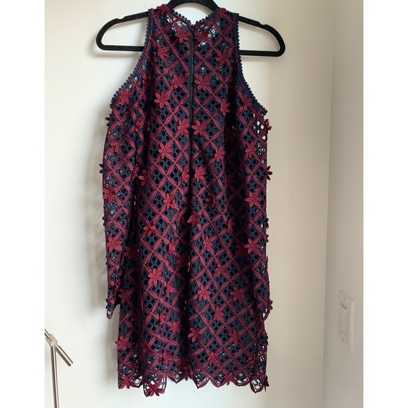 NWT Self Portrait Floral Grid Cold Shoulder Lace Dress sz S - Picture 11 of 13
